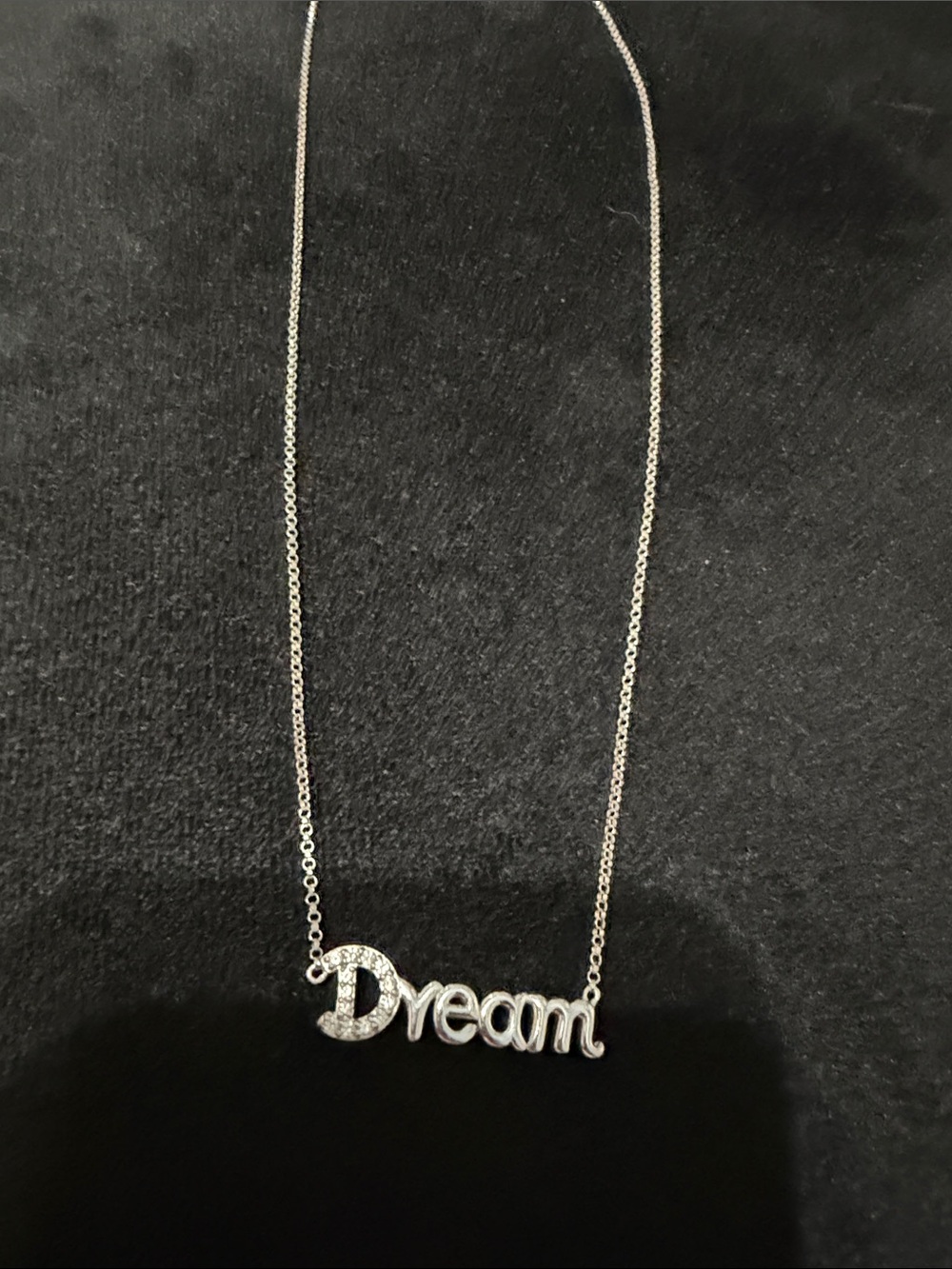 Sterling Silver 'Dream' Script Necklace with Sparkling Accents